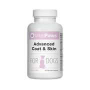 Vita Paws Advanced Coat & Skin supplement bottle for dogs on a white background