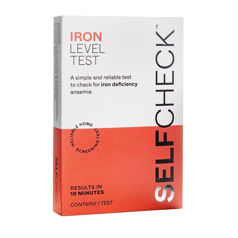 SELF CHECK iron level test packaging on a white background