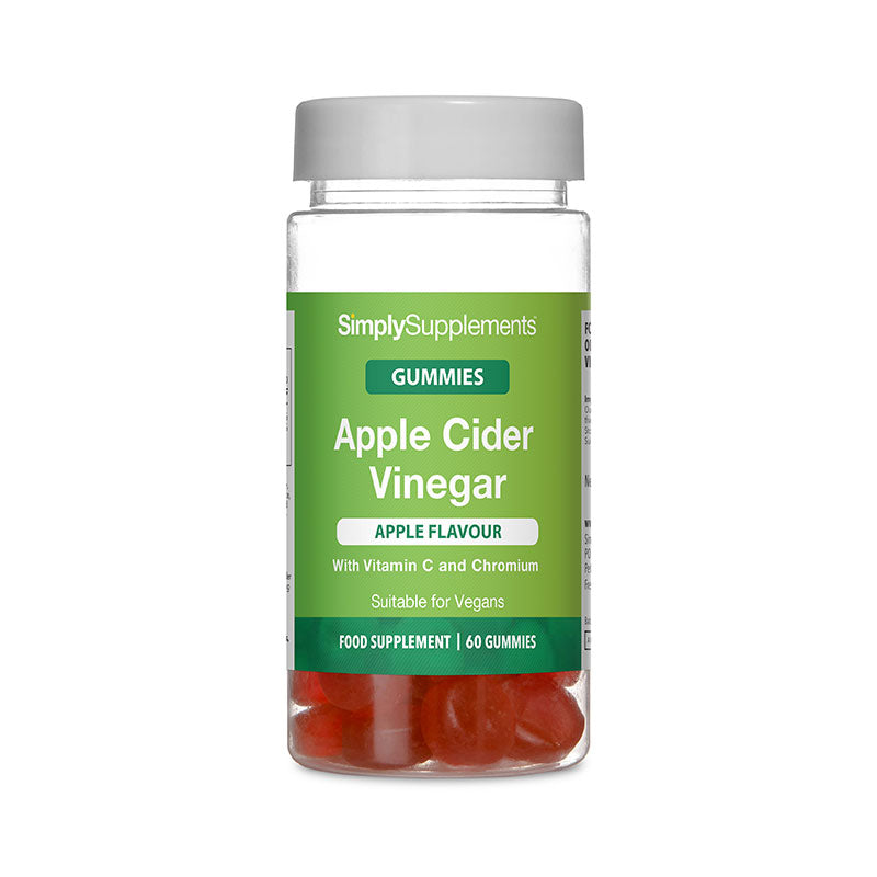 Simply Supplements Apple Cider Vinegar gummies food supplement with vitamin C and chromium, apple flavour, 60 gummies, suitable for vegans