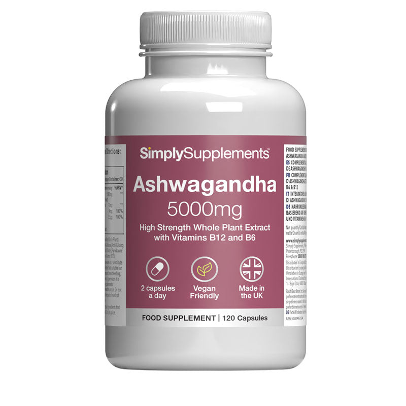 Simply Supplements Ashwagandha Extract 5000mg + B6 & B12