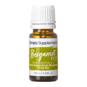 Two bottles of Simply Supplements Bergamot FCF essential oil on a white background