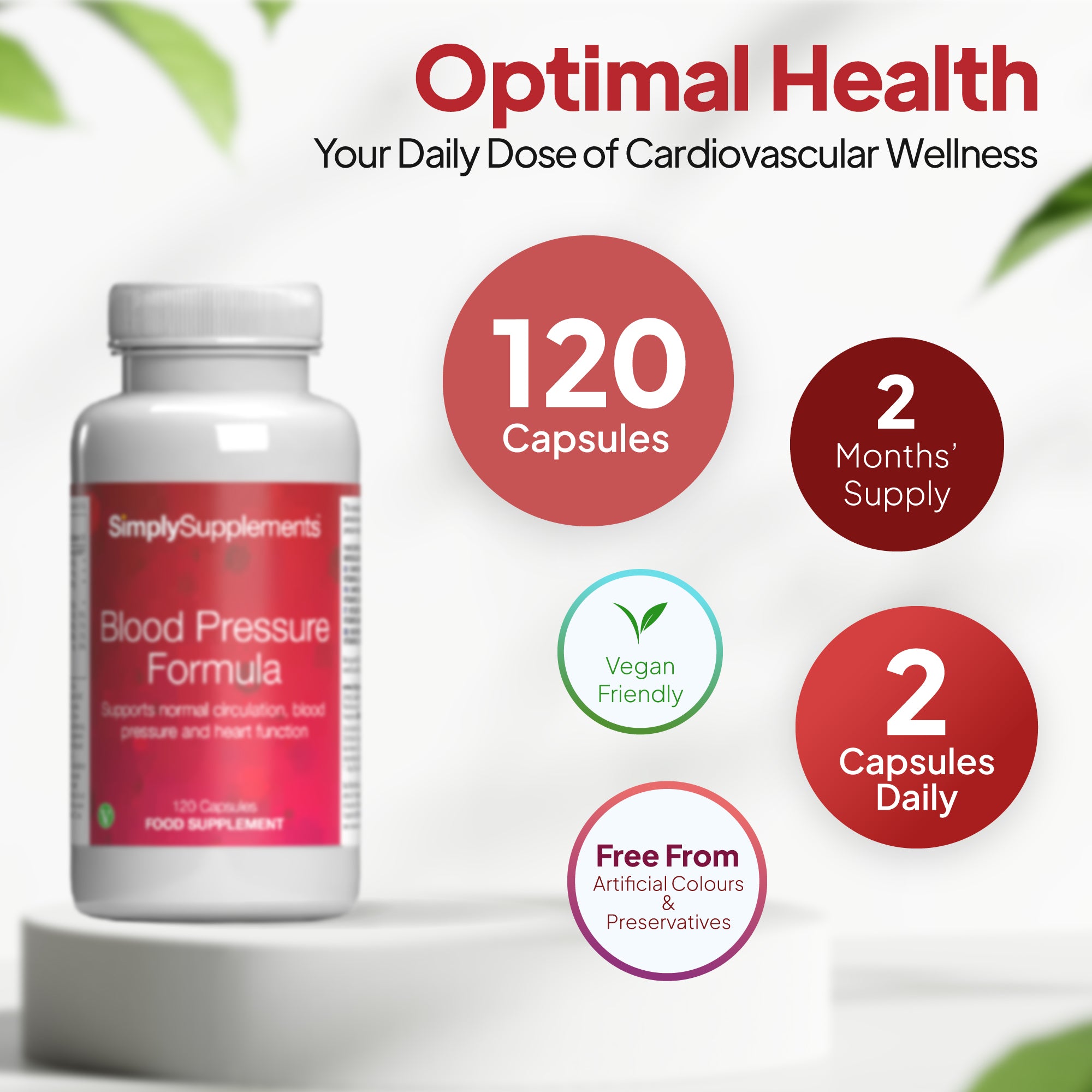 Your daily dose of cardiovascular wellness. 120 capsules (2 months' supply), take  capsules daily). Vegan friendly