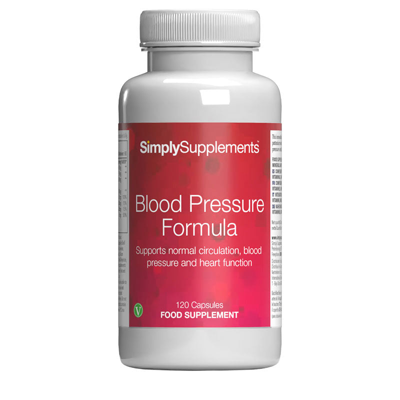 Simply Supplements Blood Pressure Formula food supplement, 120 capsules, supporting normal circulation, blood pressure and heart function.