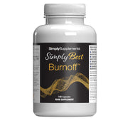 Food supplement bottle labeled 'SimplyBest Burnoff' on a white background