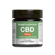 CBD supplement container with 'SimplySupplements' branding on a white background