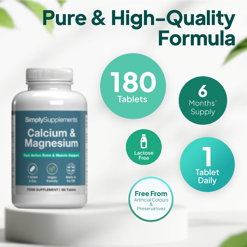 Simply Supplements Calcium 400mg & Magnesium 200mg Tablets with 6 months' supply
