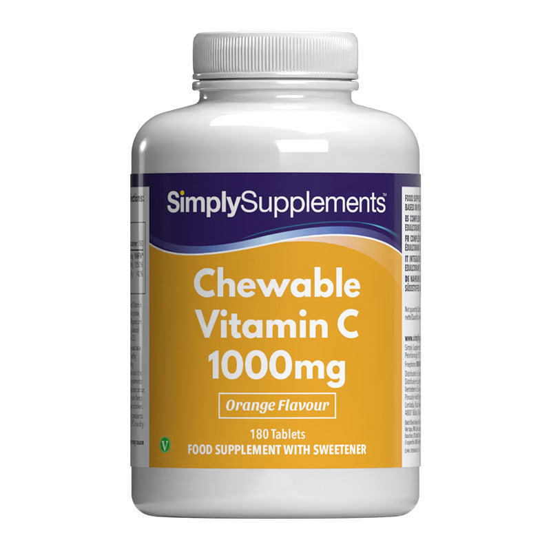 SimplySupplements Chewable Vitamin C 1000mg supplement bottle on a white background