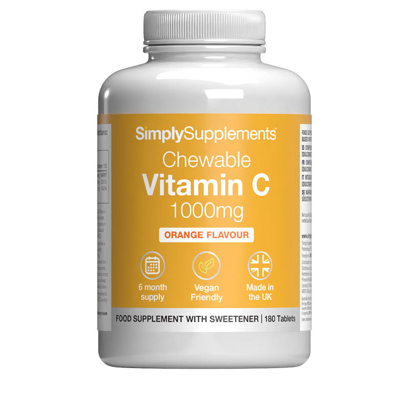 SimplySupplements Chewable Vitamin C 1000mg supplement bottle on a white background