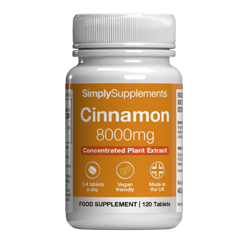 Simply Supplements Cinnamon 8000mg standardised extract food supplement, 120 tablets.