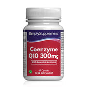 Simply Supplements Coenzyme Q10 300mg food supplement with essential nutrients.