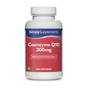 Simply Supplements Coenzyme Q10 300mg food supplement with essential nutrients.

