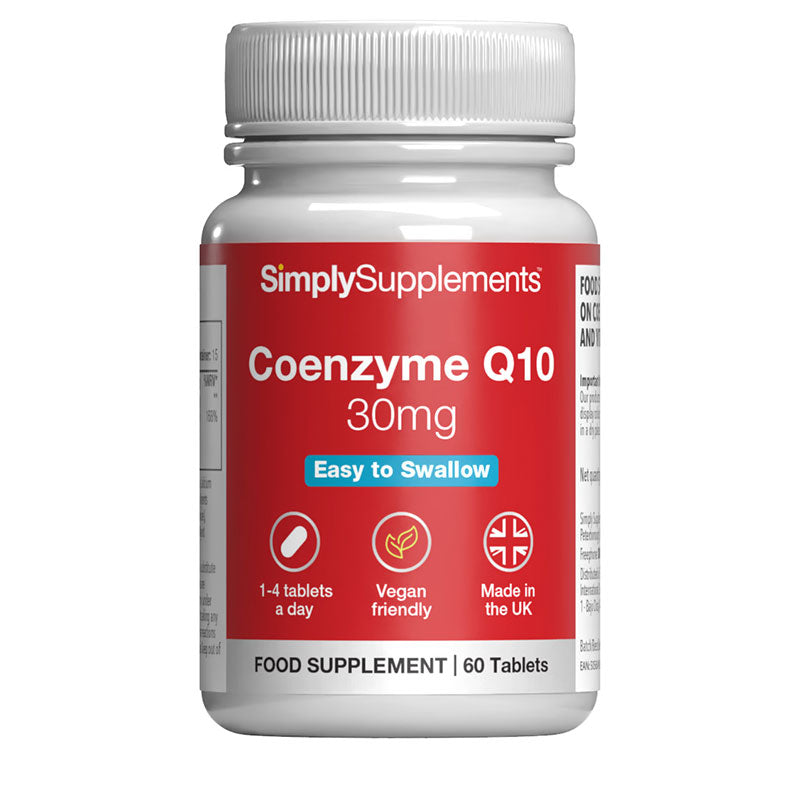 SimplySupplements Coenzyme Q10 supplement bottle on a white background