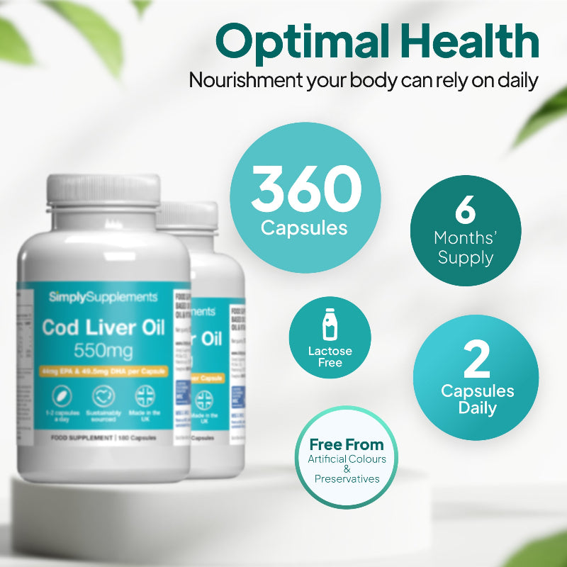 Simply Supplements Cod Liver Oil includes 360 capsules