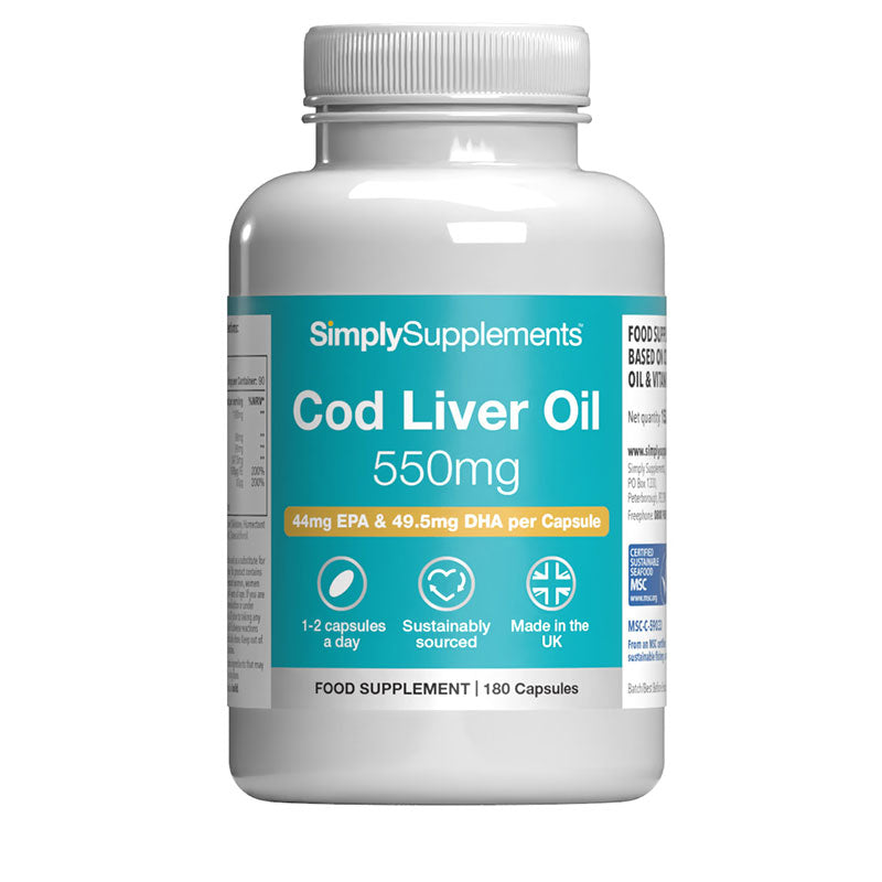 Simply Supplements Cod Liver Oil Capsules 550mg
