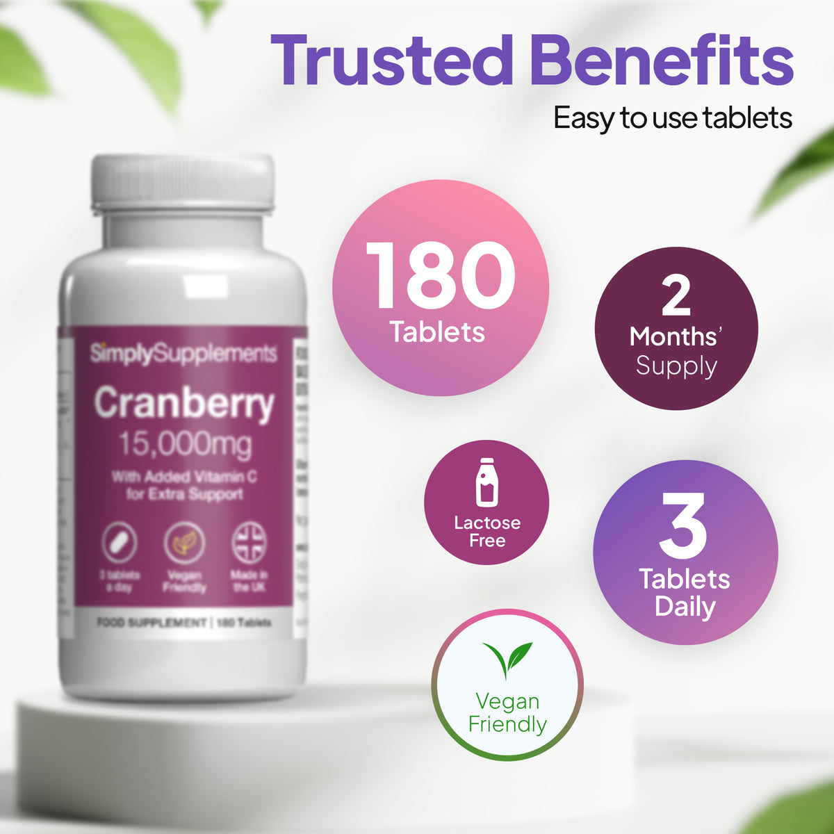 Simply Supplements Cranberry Tablets 15,000mg 180 tablets
