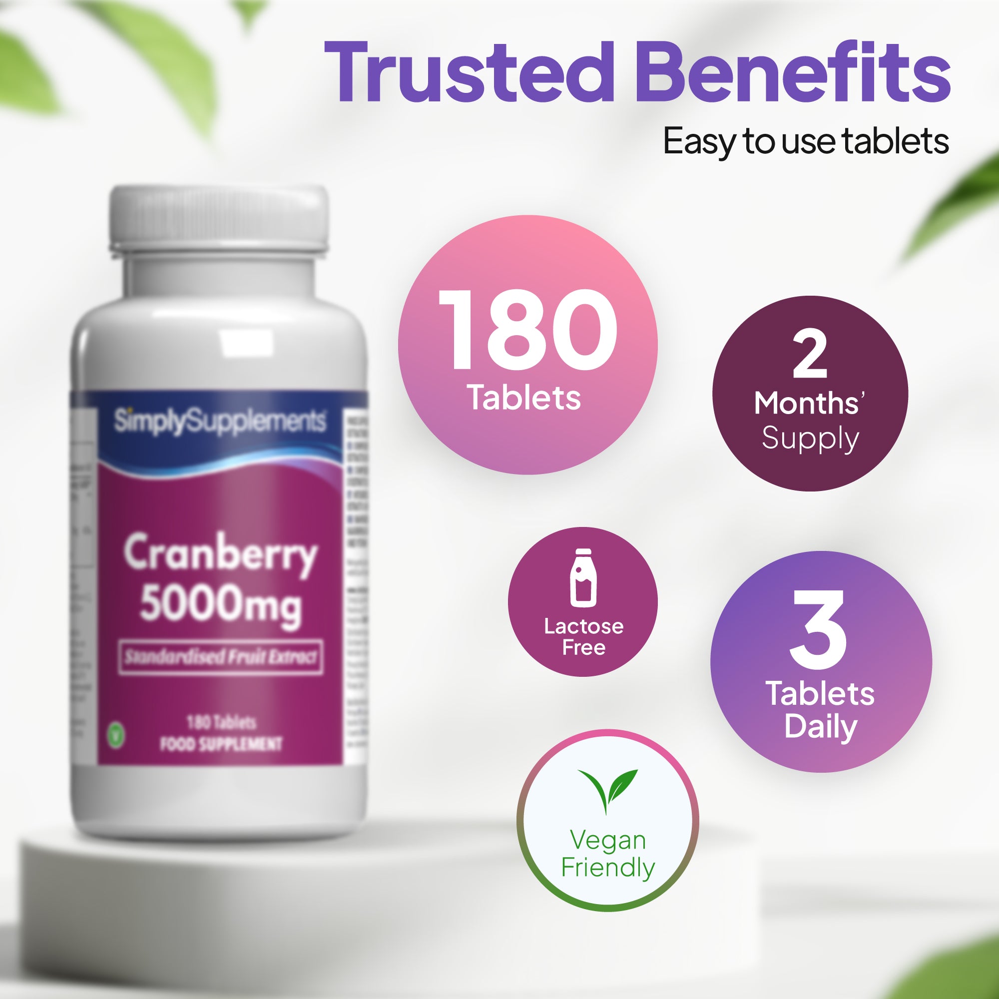 Simply Supplements Cranberry Tablets 15,000mg 180 tablets