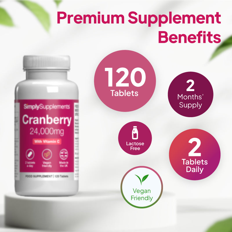 Cranberry Tablets 24,000mg with Vitamin C 160mg contains 120 tablets