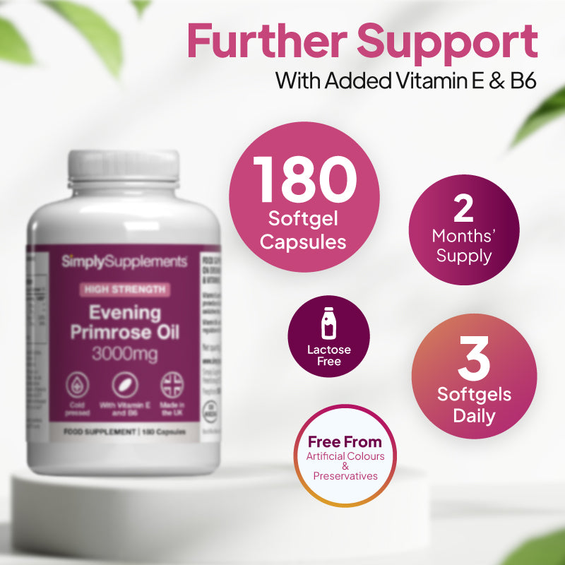 Evening Primrose Oil 180 softgel Capsules. 2 months' supply. 3 softgels daily