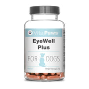 Bottle of Vita Paws EyeWell Plus for dogs on a white background