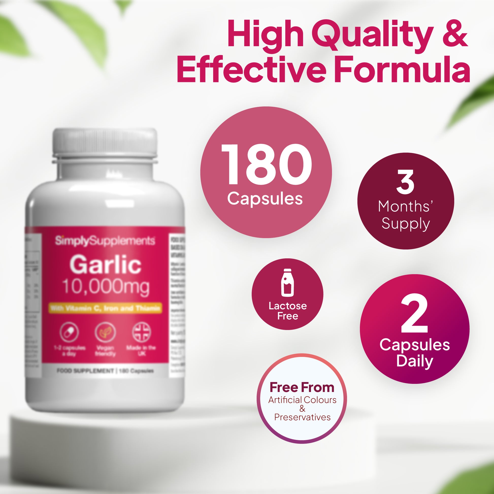 Simply Supplements Garlic Capsules 10,000mg 180 tablets