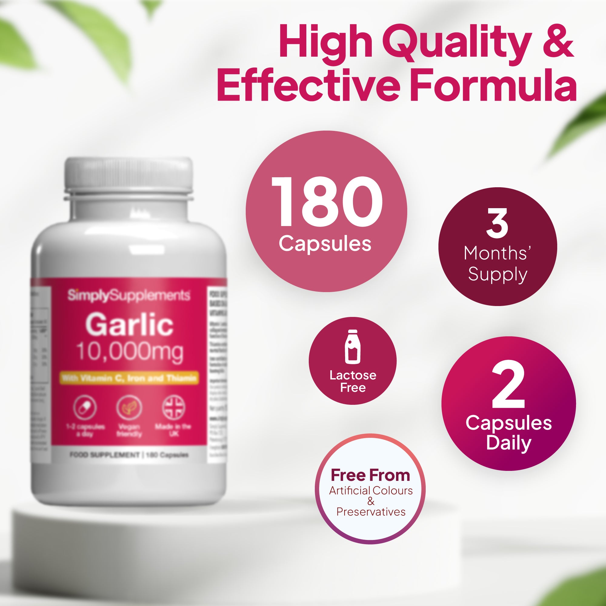 Simply Supplements Garlic Capsules 10,000mg 180 tablets