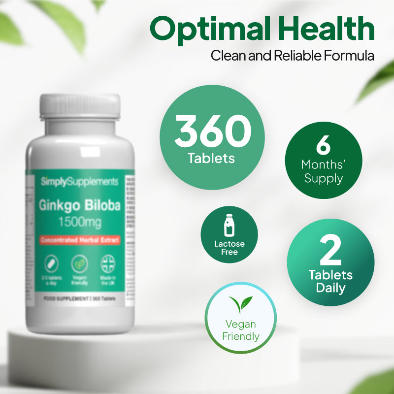 Simply Supplements Ginkgo Biloba Tablets 1,500mg 360 tablets