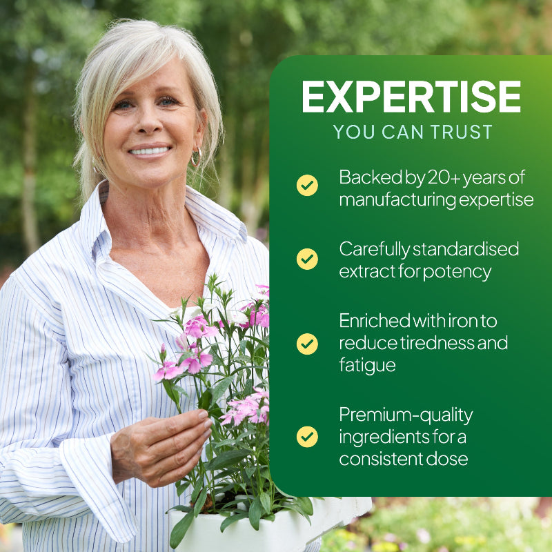 Simply Supplements Ginkgo Biloba Tablets 1,500mg are enriched with iron to reduce tiredness and fatigue
