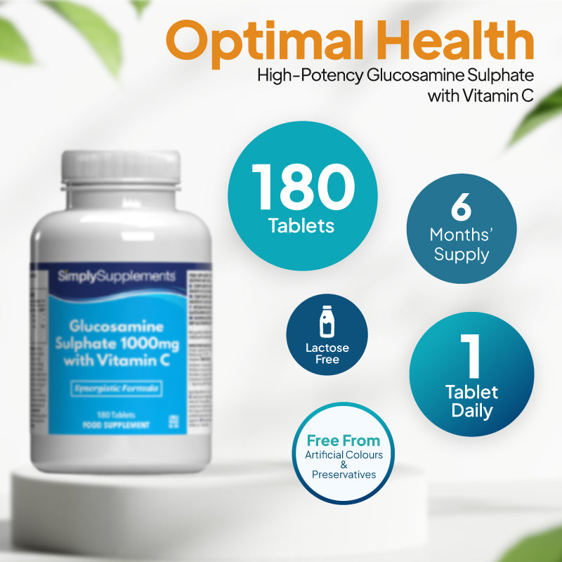Glucosamine 1000mg with vitamin C with dosage-6months' supply (1 tablet daily). Lactose free