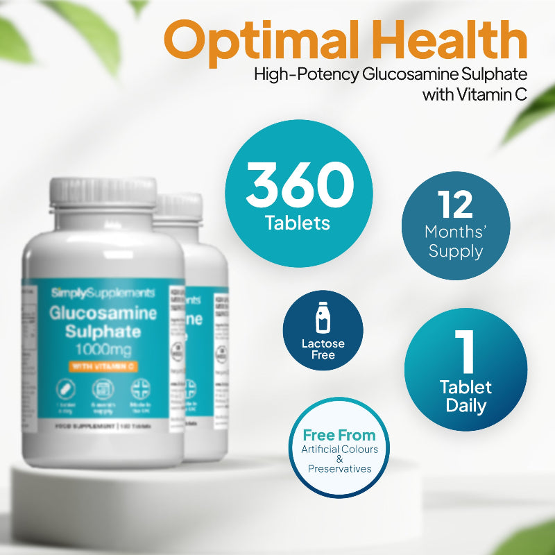 Glucosamine 1000mg with vitamin C with dosage- 12months supply (1 tablet daily). Lactose free