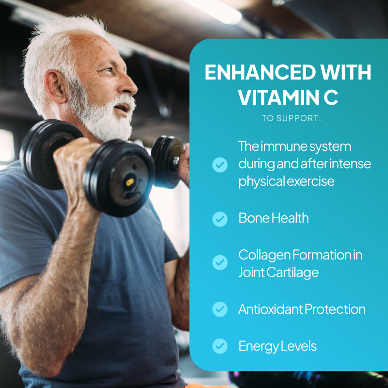 Enhanced with vitamin C to support the immune system during and after intense physical exercise
