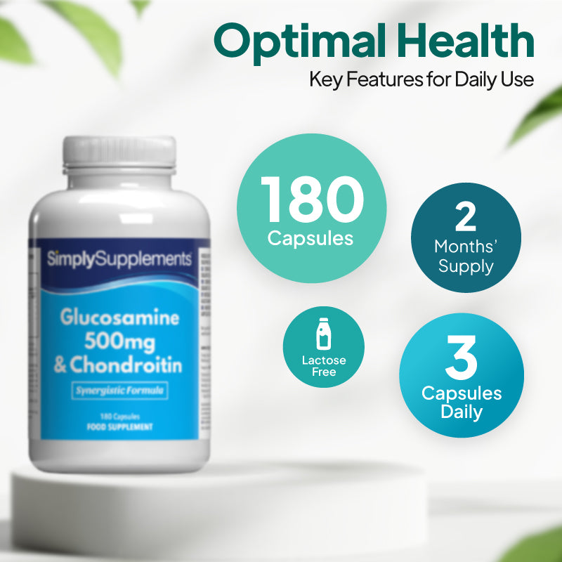 Simply Supplements Glucosamine 500mg & Chondroitin provides 2 months of supply