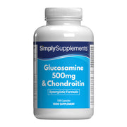 Supplement bottle labeled 'SimplySupplements Glucosamine & Chondroitin' on a white background