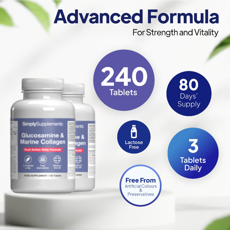 Simply Supplements Glucosamine 500mg & Marine Collagen 400mg 240 tablets