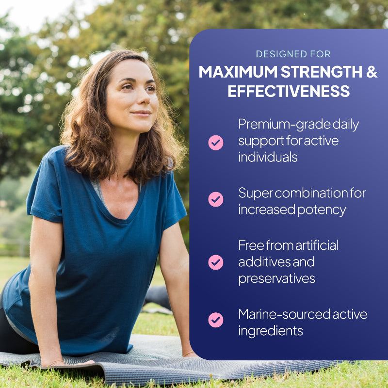 Glucosamine 500mg & Marine Collagen 400mg is a premium-grade daily support for active individuals
