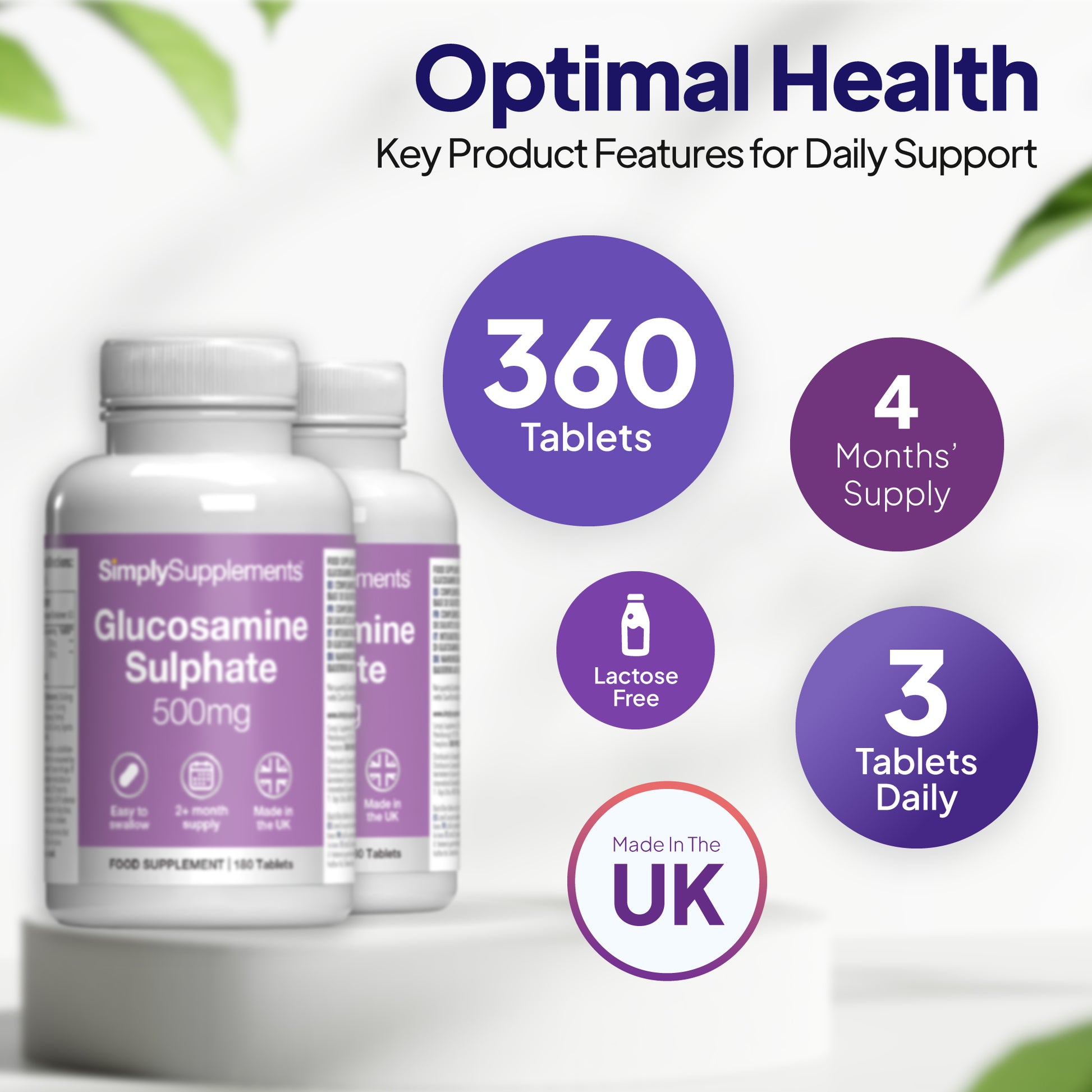 4 months supply, take 3 tablets daily.