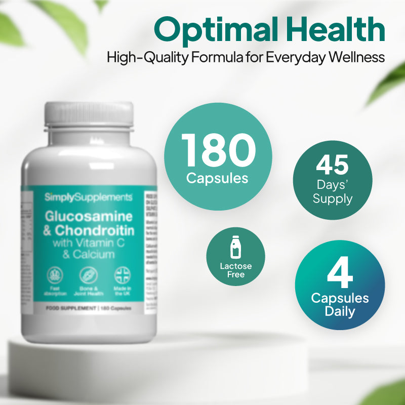 Simply Supplements Glucosamine Sulphate, Chondroitin, Vitamin C and Calcium 180 capsules