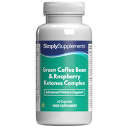 Green Coffee Bean & Raspberry Ketones Complex by Simply Supplements on a white background.