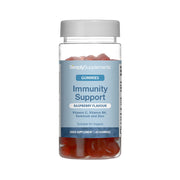 Simply Supplements Immunity Support gummies food supplement with raspberry flavour, vitamin C, vitamin B6, selenium and zinc, suitable for vegans, and 60 gummies