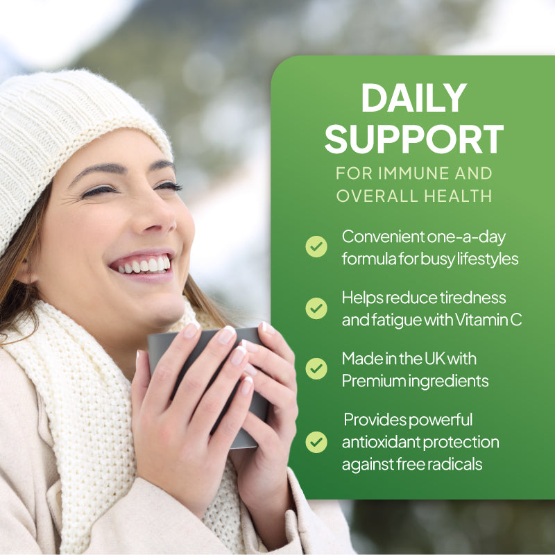 Helps reduce tiredness & fatigue with vitamin C, provides powerful antioxidant protection against free radicals.