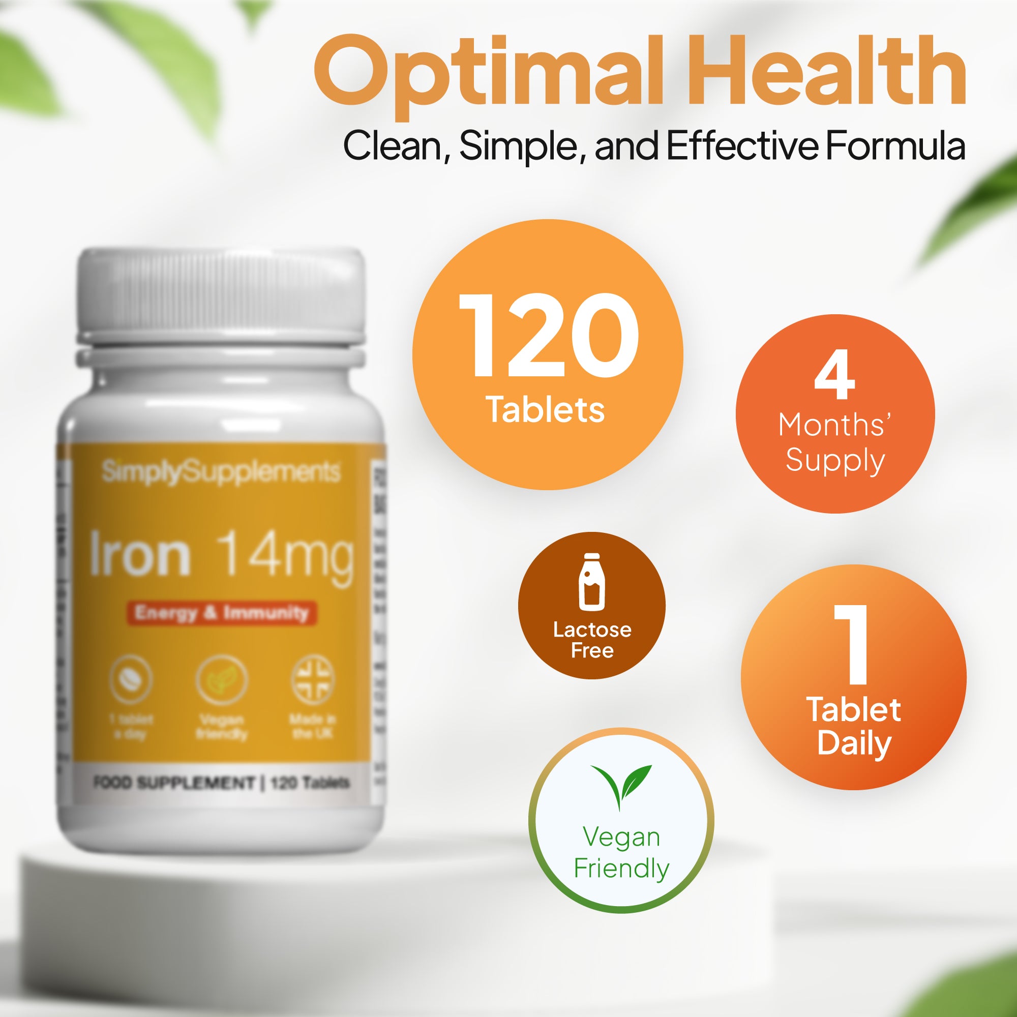 Simply Supplements Iron-14mg 120 tablets