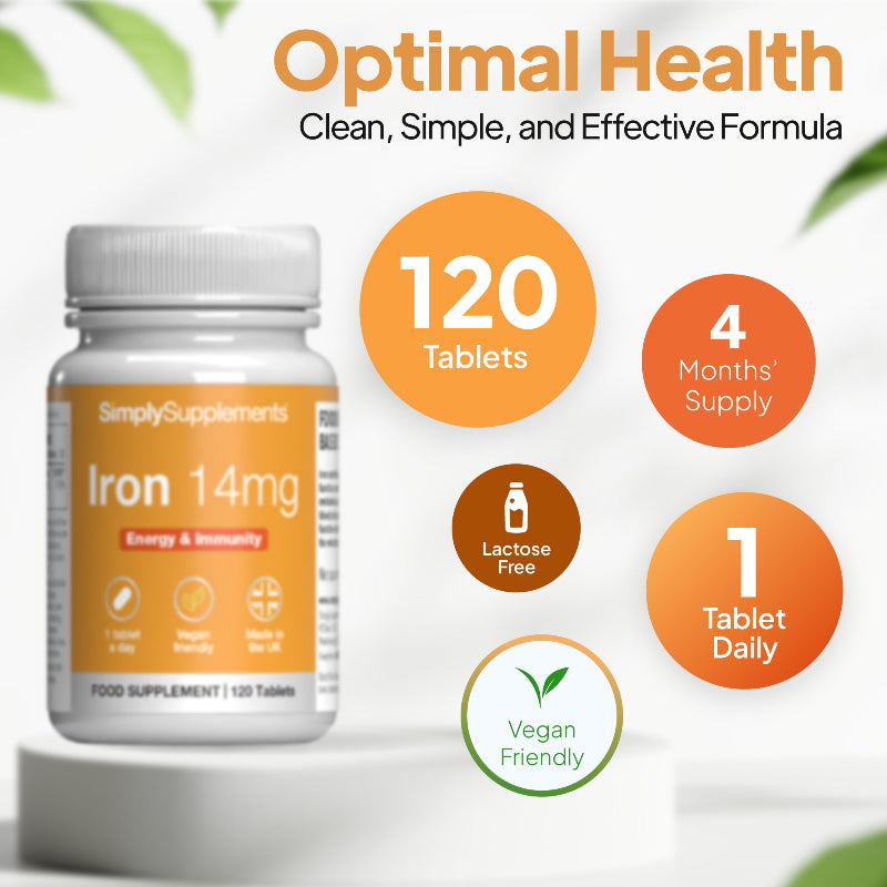 Simply Supplements Iron-14mg 120 tablets
