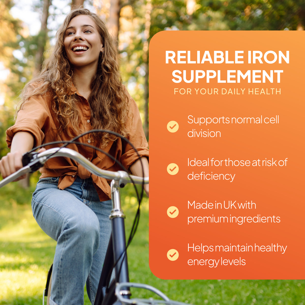 Simply Supplements Iron 14mg supports normal cell division, ideal for those at risk for deficiency.