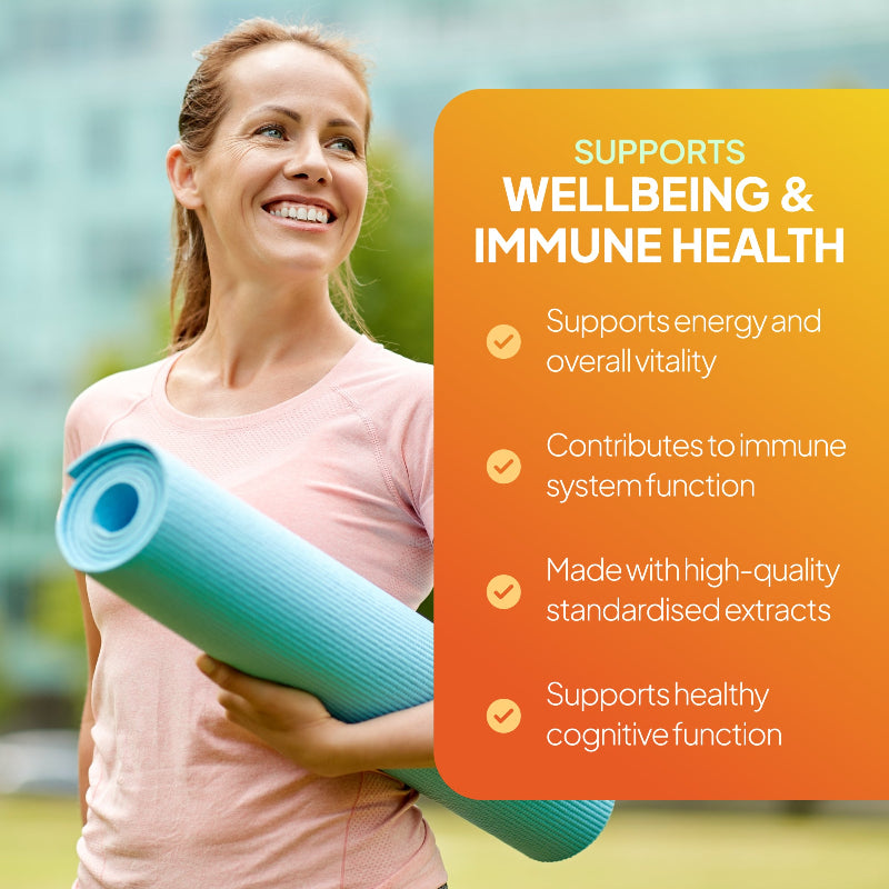 Simply Supplements Korean Ginseng supports energy and overall vitality along with contributing to immune system function. 