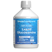Bottle of Simply Supplements Liquid Glucosamine on a white background
