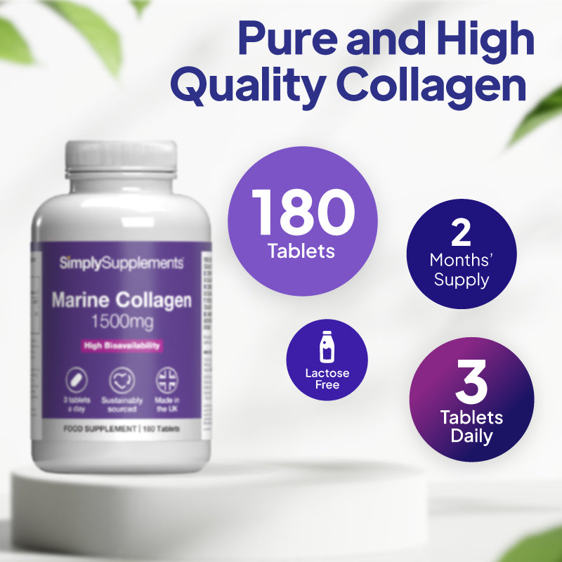 Simply Supplements Marine Collagen 1500mg contains 180 tablets