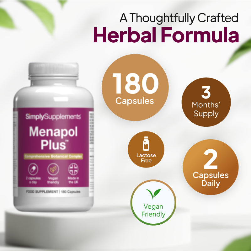 Simply Supplements Menapol Plus contains 180 capsules