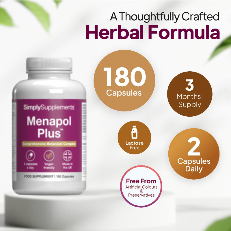 Simply Supplements Menapol Plus contains 180 capsules
