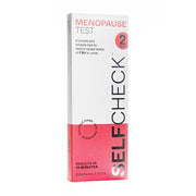 Menopause test kit packaging with 'Self Check' branding on a white background