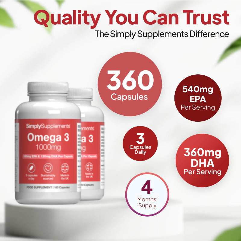 Simply Supplements Omega 3 Capsules 1,000mg 360 capsules
