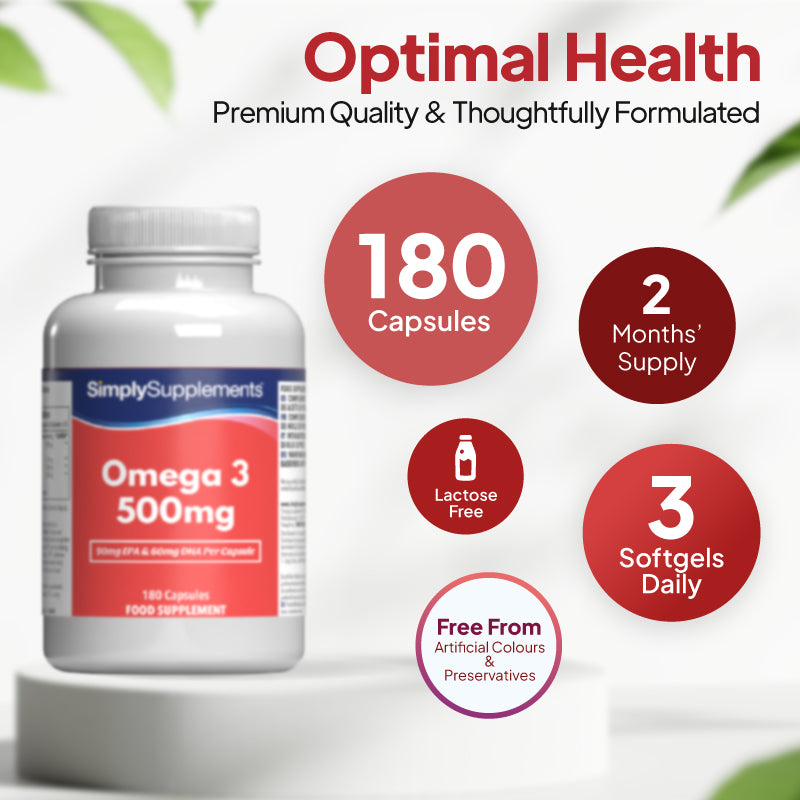 Simply Supplements Omega 3 Capsules 500mg 180 softgels